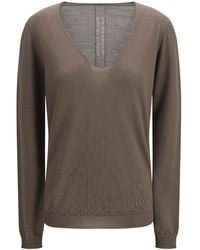 Rick Owens - Temple Extreme V-Neck Knitted Sweater - Lyst