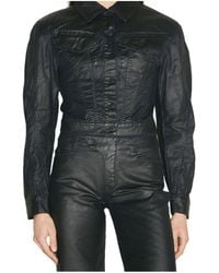 Mugler - Long-Sleeved Denim Coat - Lyst