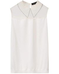 Fabiana Filippi - Lace-Collar Mesh-Yoke Blouse - Lyst