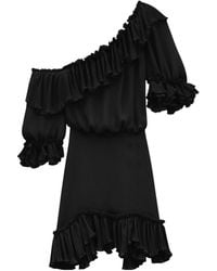 Saint Laurent - Ruffled One-Shoulder Mini Dress - Lyst