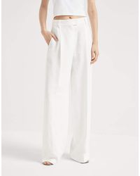 Brunello Cucinelli - Fluid Twill Loose Pleated Trousers - Lyst