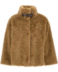 Herno - Buckle Detailed Shearling Coat - Lyst