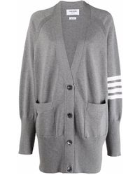Thom Browne - 4-Bar Long Sleeved Knit Cardigan - Lyst