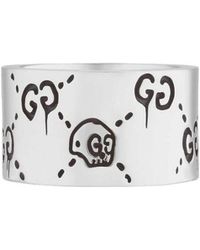 Gucci - Ghost Logo Details Ring - Lyst