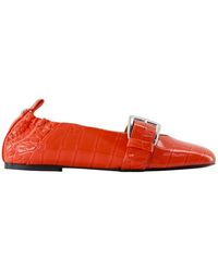 Ganni - Embossed Slip On Ballerinas - Lyst