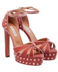 Aquazzura - Velvet High-Heel Sandals - Lyst