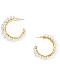 Self-Portrait - Pearl-Embellished Hoop Earrings - Lyst