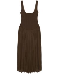 Jonathan Simkhai - Corset-Bodice Pleated Midi Day Dress - Lyst