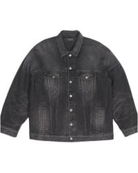 Balenciaga - Logo Printed Oversized Denim Jacket - Lyst