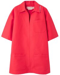 Marni - Oversized Embroidered Cotton Mini Dress - Lyst