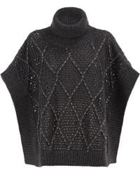 Peserico - Diamond-Knit Roll-Neck Shot-Sleeve Sweater - Lyst