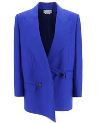 McQueen - Asymmetric Double-Breasted Tailored Blazer - Lyst