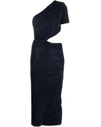 Self-Portrait - Cut-Out Asymmetric-Neck Midi Dress - Lyst