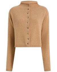 KHAITE - Annora Funnel-Neck Wool-Cashmere Cardigan - Lyst