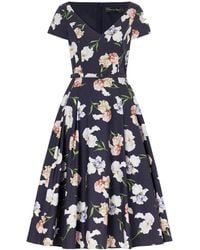 Oscar de la Renta - Iris Belted Floral-Print Cotton-Blend Poplin Midi Dress - Lyst