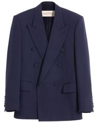 Valentino - Double-Breasted Long-Sleeved Blazer - Lyst