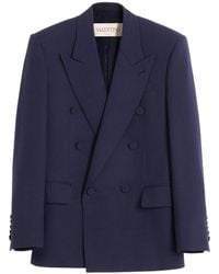 Valentino - Double-Breasted Long-Sleeved Blazer - Lyst