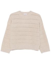 Brunello Cucinelli - Striped Open-Knit Sweater - Lyst