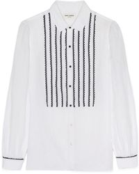 Saint Laurent - Contrasting Lace-Detail Shirt - Lyst