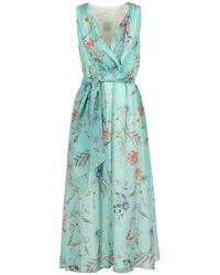 Eleventy - Floral-Print Midi Dress - Lyst