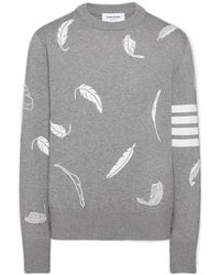 Thom Browne - Feather-Intarsia Cotton Sweater - Lyst