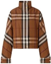Burberry - Check Pattern Zip-Up Jacket - Lyst