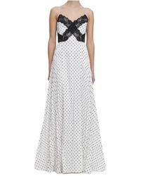 Self-Portrait - Polka Dot Satin Lace Maxi Dress - Lyst