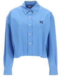 Miu Miu - Logo-Embroidered Buttoned Shirt - Lyst