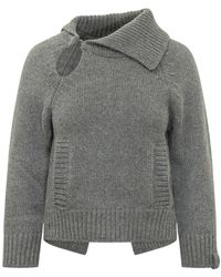 Victoria Beckham - Asymmetric Collar Knit Top - Lyst