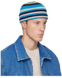 Marni - Logo Embroidered Striped Ribbed Beanie - Lyst