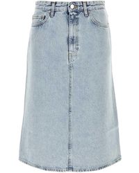 TOTEME - Totême Mid-Rise Denim Midi Skirt - Lyst