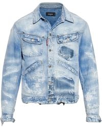 DSquared² - Distressed Denim Jacket - Lyst