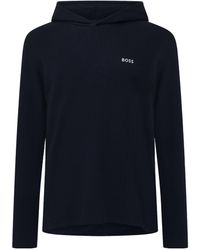 BOSS - Bodywear Waffle Loungewear Hoodie With Logo Detail - Lyst