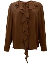 Max Mara - Studio Epica Ruffle Detailed Crewneck Top - Lyst