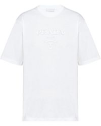 Prada - Logo Printed Crewneck T-Shirt - Lyst