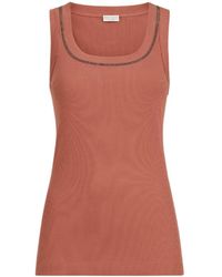 Brunello Cucinelli - Shiny Trim Tank Top - Lyst
