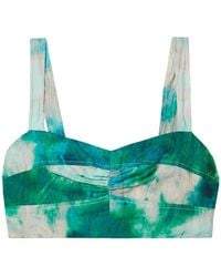 Jason Wu - Cropped Printed Crinkled Cotton-Blend Top - Lyst
