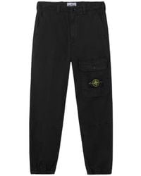 Stone Island Loose Fit Cargo Pants in Black for Men | Lyst