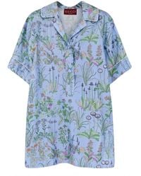 Gucci - Blue Silk Pattern Shirt - Lyst