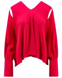 Erika Cavallini Semi Couture - V-Neck Long-Sleeved Blouse - Lyst