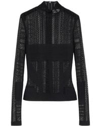 McQueen - Viscose Knit Lace Top - Lyst