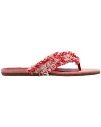 Jimmy Choo - Bay Frayed Flecked Flat Sandals - Lyst