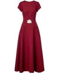 Oscar de la Renta - Floral Wool Blend Crepe Maxi Dress - Lyst