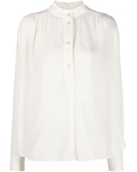 Isabel Marant - Band-Collar Long-Sleeve Blouse - Lyst