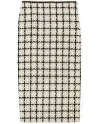 Twinset - Midi Bouclé Skirt With Check Pattern - Lyst