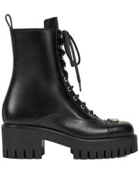 Gucci - Gg Lace-Up Ankle Boots - Lyst
