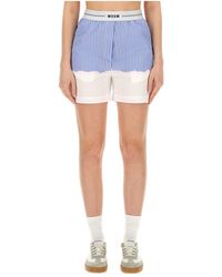 MSGM - Logo Waistband Striped Shorts - Lyst