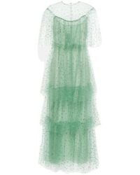 Monique Lhuillier - Embellished Tulle Midi Dress - Lyst