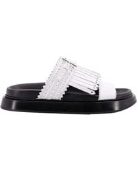 McQueen - T-Bar Fringed Slides - Lyst