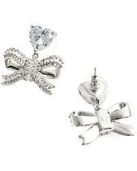 Self-Portrait - Embellished Heart Bow Drop Earrings - Lyst